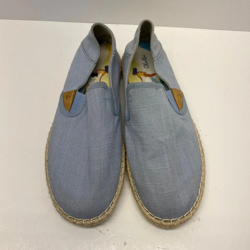 OluKai Kaula Paa Kapa Women's Espadrille Slip On Shoes‎ Light Blue Size W 8